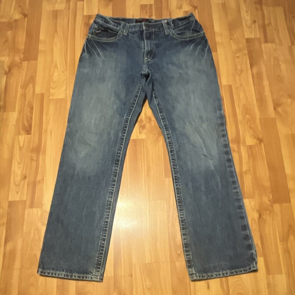 Ariat Men’s FR M4 Relaxed Fit Bootcut Blue Medium Wash Denim Jeans 100% Cotton